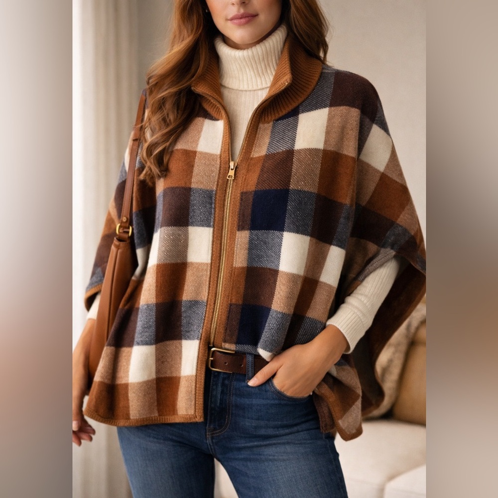 Tahari zip cape sweater XL